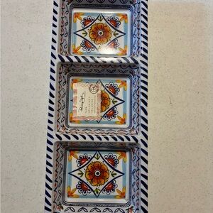 NWT Panama Jack Home Mediterranean Floral 3-Section Serving Tray